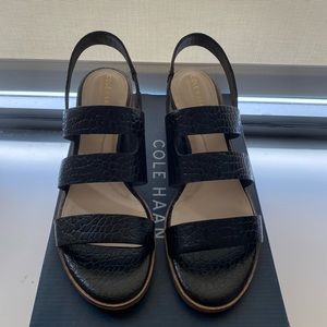 Cole Haan black croc sandal